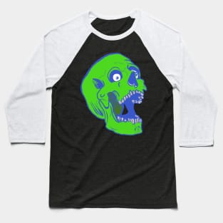 Green Halloween Zombie skull Baseball T-Shirt